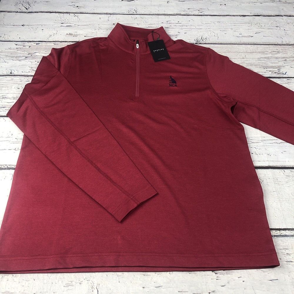 Dunning Golf Pullover Mens Medium Poppy Red Tour Performance 1/4 Zip w/ NCA LOGO